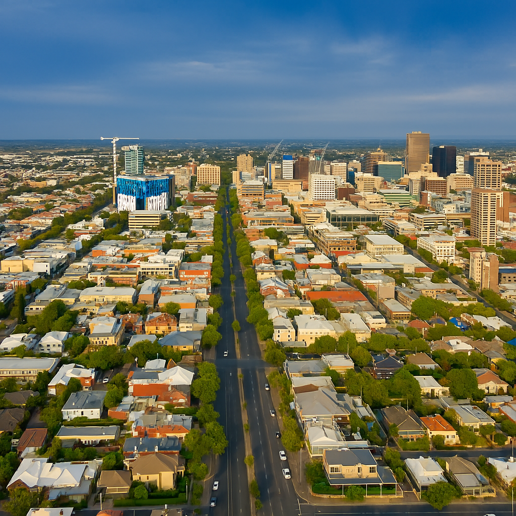Aerial view of a suburban neighborhood